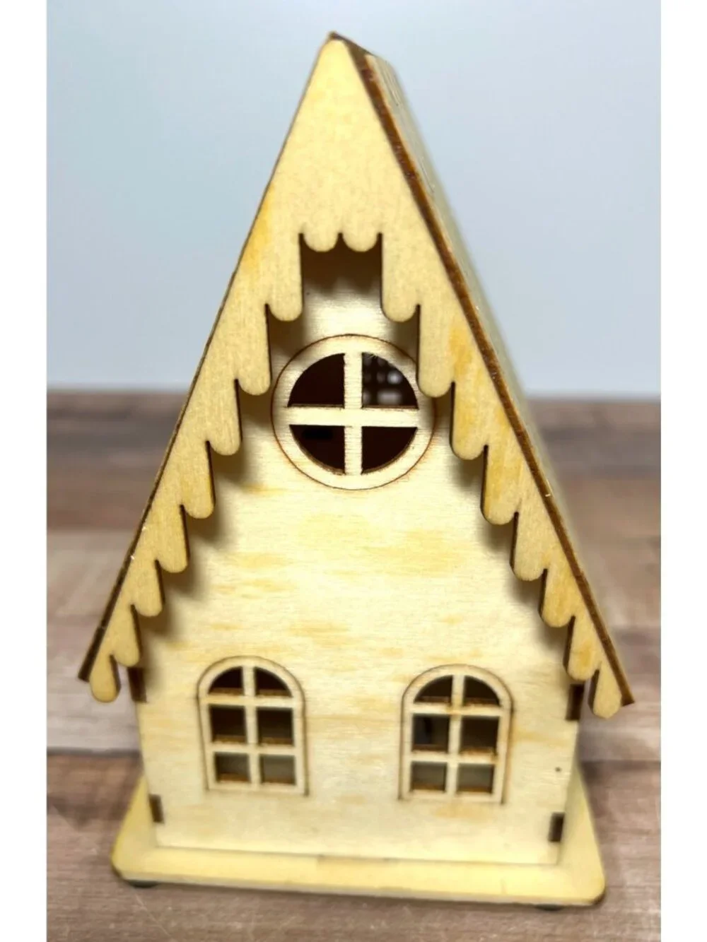 Laser Cut Wood Christmas Cottage House With Light Can Be Painted Or Natural